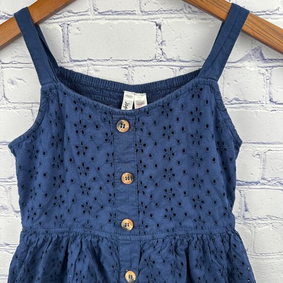 Japna Kids Navy Blue Eyelet Dress - Size 8 - - Picture 2 of 11